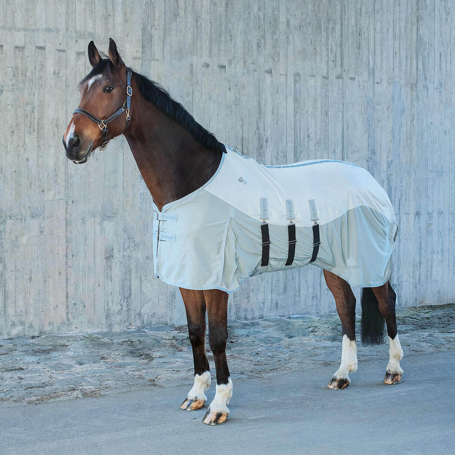 虫除け馬着 UVカット ライトグレー ネックパート付き Sunride - 画像 (7)