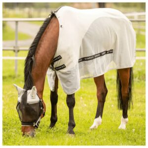 【セット】虫除け馬着&フライマスクset 調湿性素材 ライトグレー ネックパート&腹部保護シート付き Sunride