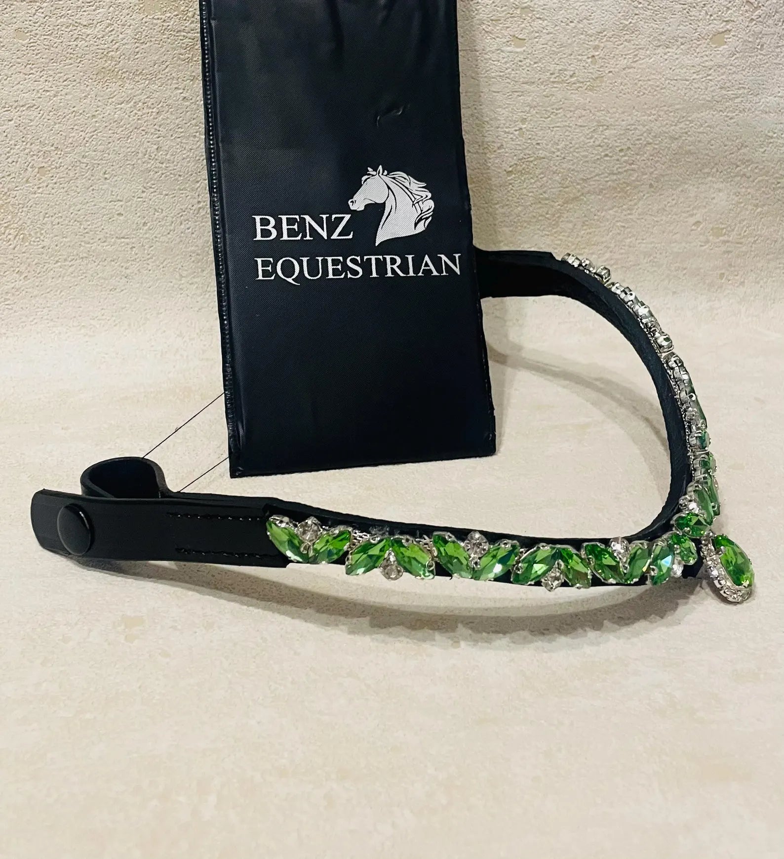 スワロフスキードロップ額革 6色展開 本革 Benz Equestrian - 画像 (2)
