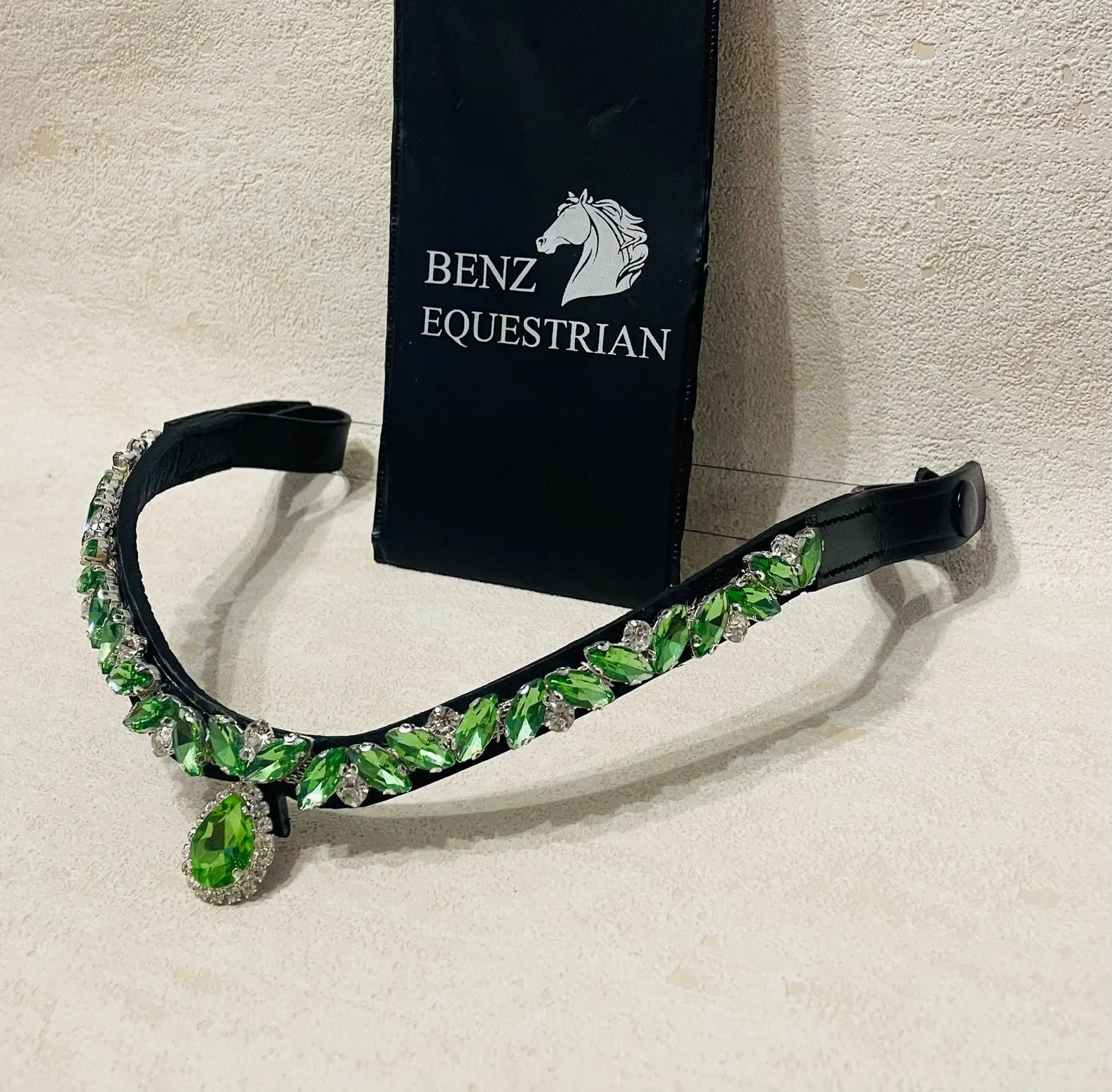 スワロフスキードロップ額革 6色展開 本革 Benz Equestrian - 画像 (3)