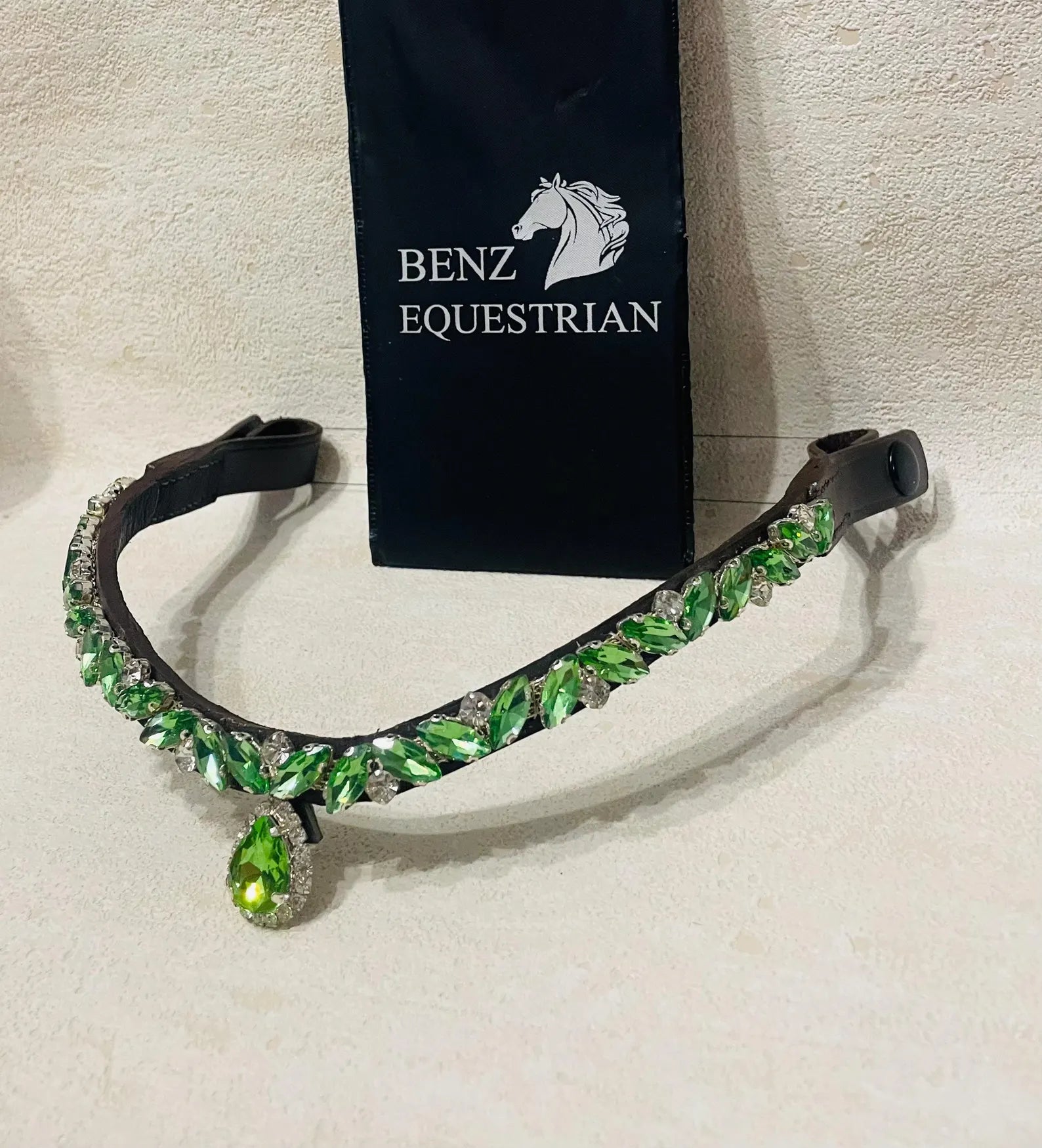 スワロフスキードロップ額革 6色展開 本革 Benz Equestrian - 画像 (4)
