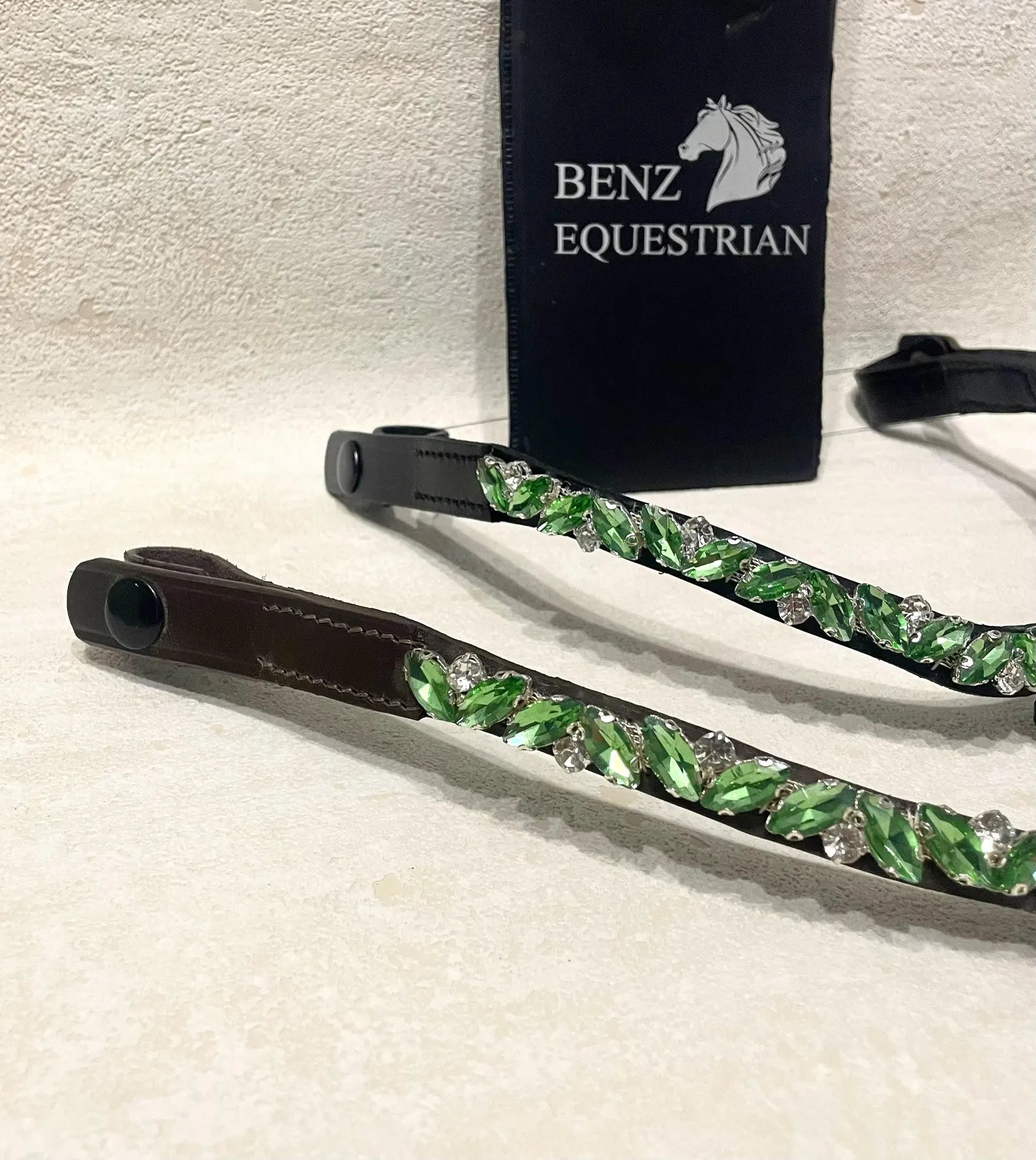 スワロフスキードロップ額革 6色展開 本革 Benz Equestrian - 画像 (5)