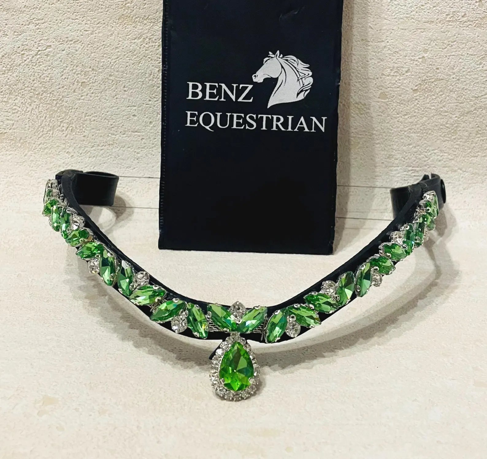 スワロフスキードロップ額革 6色展開 本革 Benz Equestrian - 画像 (6)