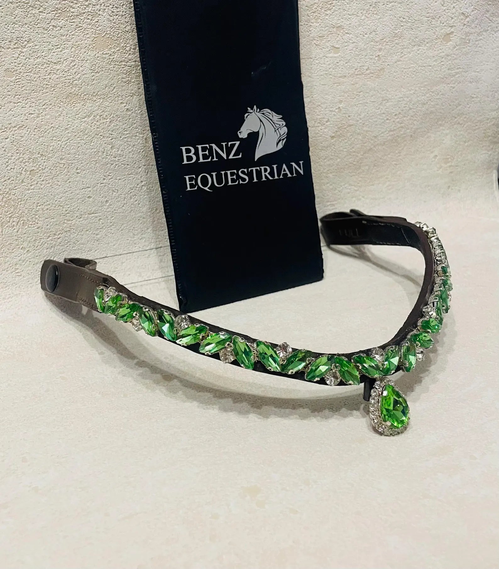 スワロフスキードロップ額革 6色展開 本革 Benz Equestrian - 画像 (8)